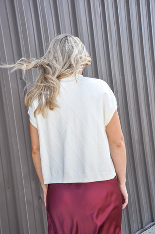 Drop Shoulder Mock Neck Sweater Vest