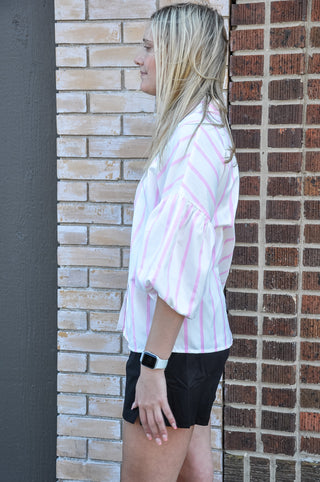 Drop Shoulder Striped Blouse