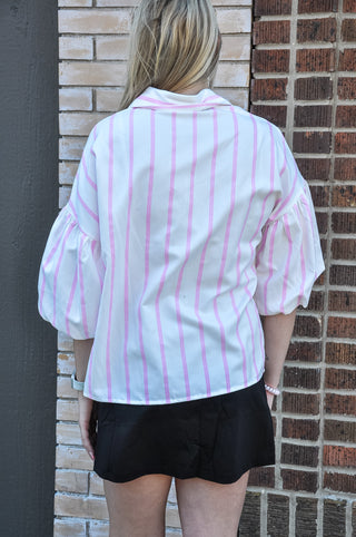 Drop Shoulder Striped Blouse