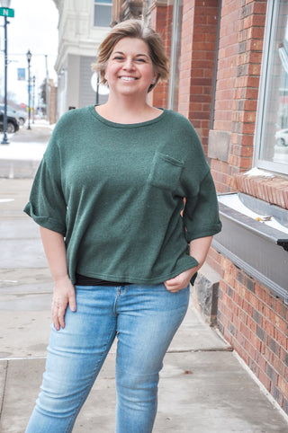 Drop Sleeve Sea Green Pocket Tee