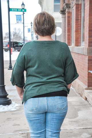 Drop Sleeve Sea Green Pocket Tee