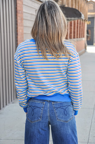 Dual-button Striped Sweat-cardigan
