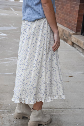 Ditsy Floral Ruffle Detail Midi Skirt