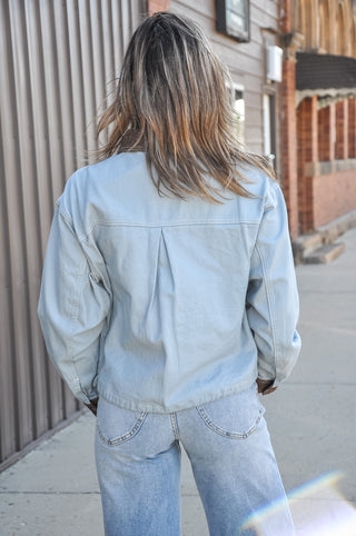 Dusty Blue Cotton Twill Western Utility Jacket