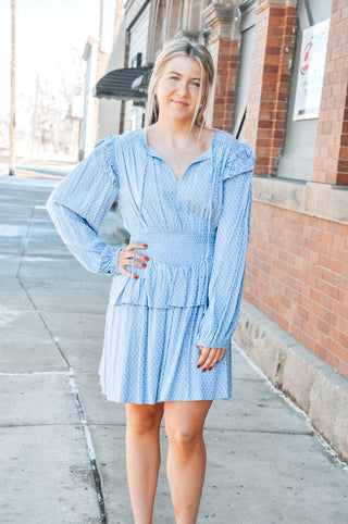 Dusty Blue Ruffled Up Dress