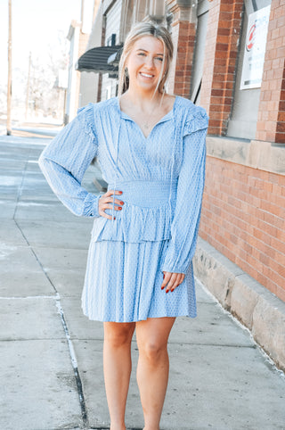 Dusty Blue Ruffled Up Dress