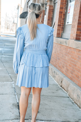 Dusty Blue Ruffled Up Dress