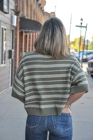 Ease & Stripe Half-Sleeve Top