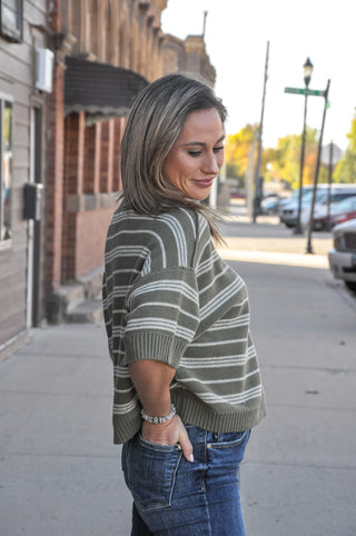 Ease & Stripe Half-Sleeve Top