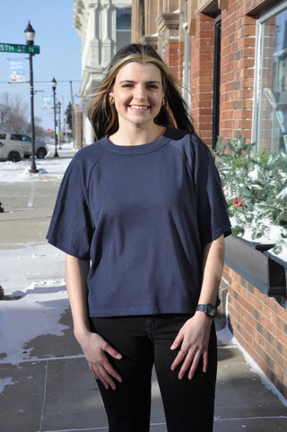 Easy-Going Boxy Waffle Knit Top