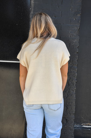 Ecru V-Neck Sweater Top