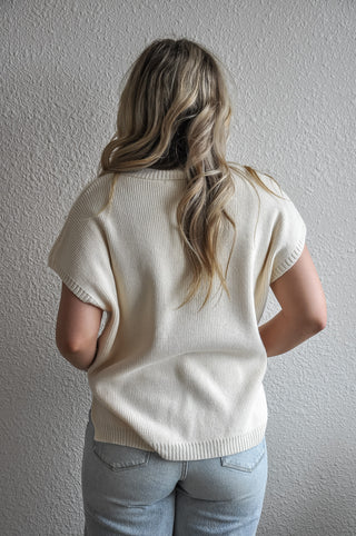 Ecru V-Neck Sweater Top