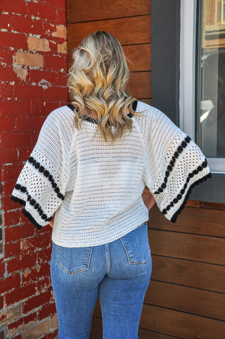 Edge Contrast Pointelle Sweater