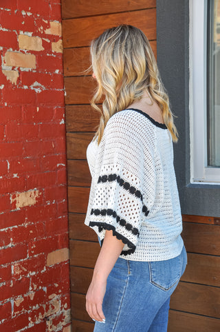 Edge Contrast Pointelle Sweater