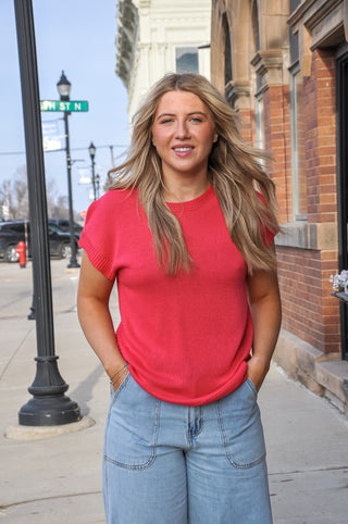 Edge Trimmed SS Pullover Sweater