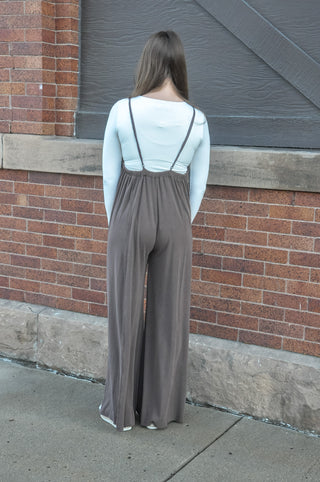 Edgy Knit Overalls W/Open Back