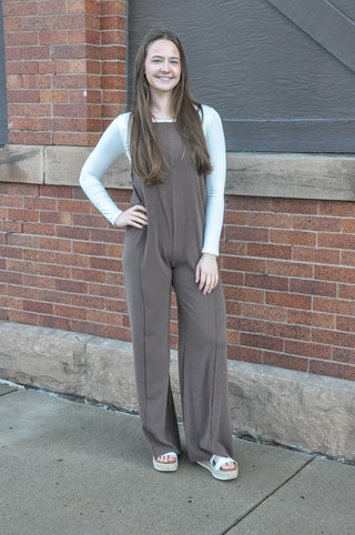 Edgy Knit Overalls W/Open Back