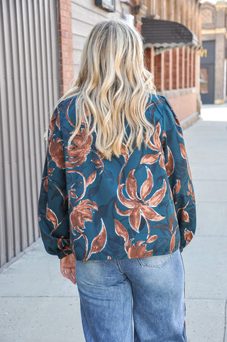 Elastic Neck Floral Printed Top
