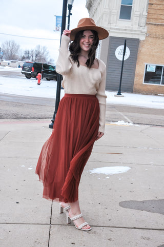 Elastic Waist Maxi Tulle Skirt