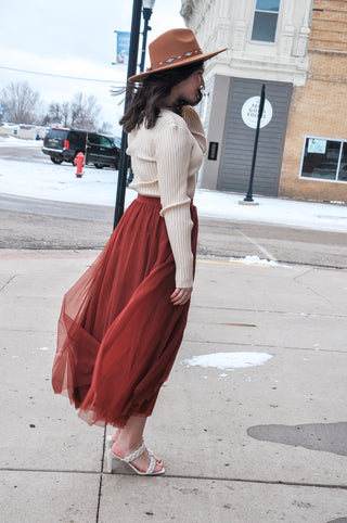 Elastic Waist Maxi Tulle Skirt