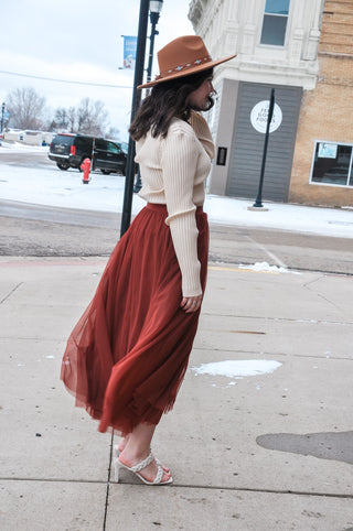 Elastic Waist Maxi Tulle Skirt