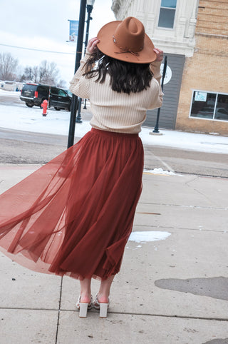 Elastic Waist Maxi Tulle Skirt