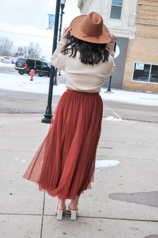 Elastic Waist Maxi Tulle Skirt