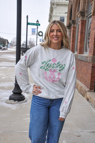 Emb Front Bow Back Lucky Clover SS