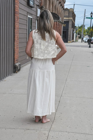 Embroidered Lace Midi Dress