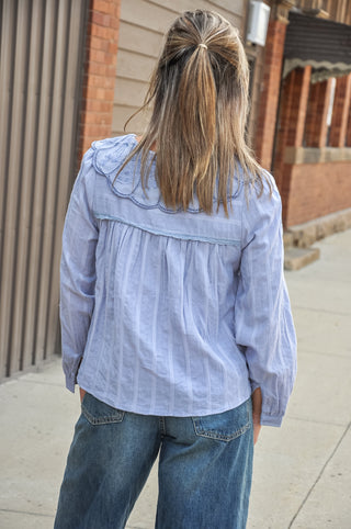 Embroidered Scalloped Collar Blouse, view 4