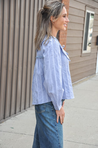 Embroidered Scalloped Collar Blouse, view 3