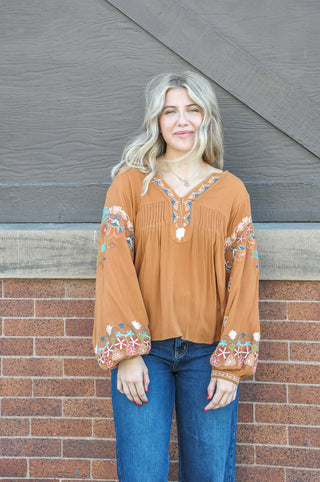 Embroidery Detailing Oversized Blouse