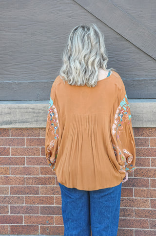 Embroidery Detailing Oversized Blouse