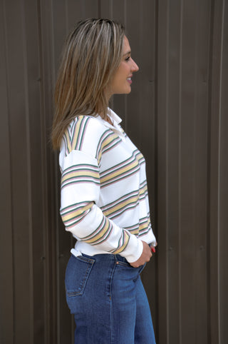 Essential Striped Henley Polo Sweater