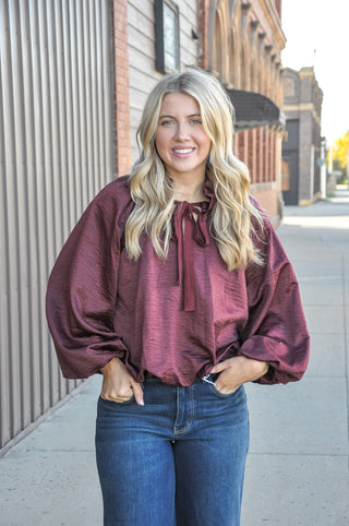 Evening Charm Tie Neck LS Top