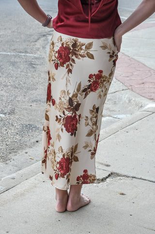 Petal Sway Satin Midi Skirt