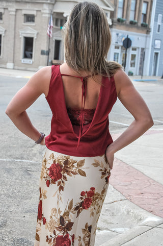 Satin Whisper Lace Back Top