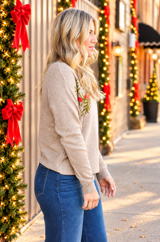 Evergreen Bow Dolman Sweater