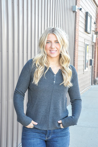 Everyday Rib Henley Sweater