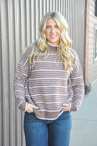 Everyday Stripe Mock Sweater