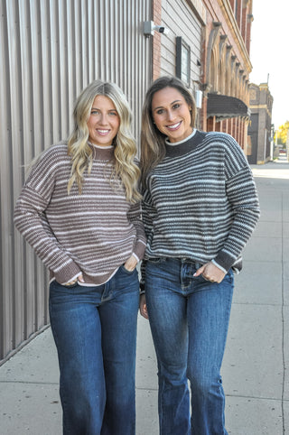 Everyday Stripe Mock Sweater