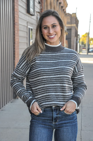 Everyday Stripe Mock Sweater