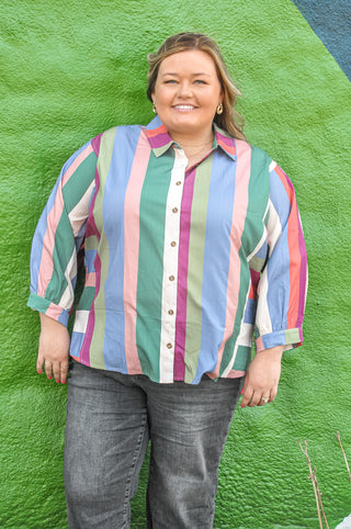 Exciting Multicolor Button Down Top