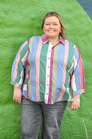 Exciting Multicolor Button Down Top