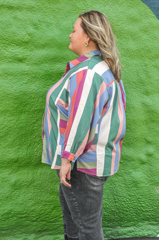 Exciting Multicolor Button Down Top