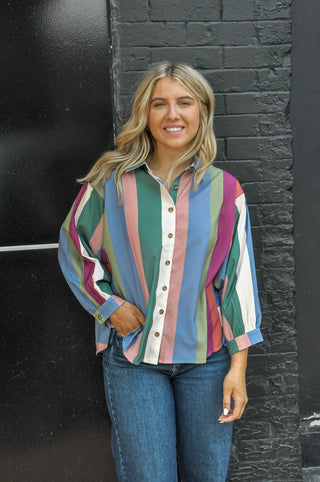 Exciting Multicolor Button Down Top