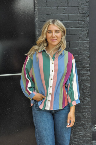 Exciting Multicolor Button Down Top