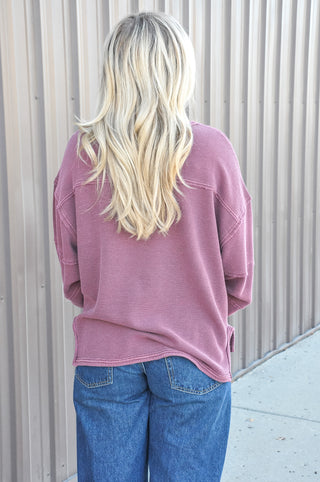 Exposed Seam Detail LS Knit Top