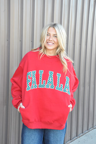 FaLaLa Polka Dot Applique Mock Neck