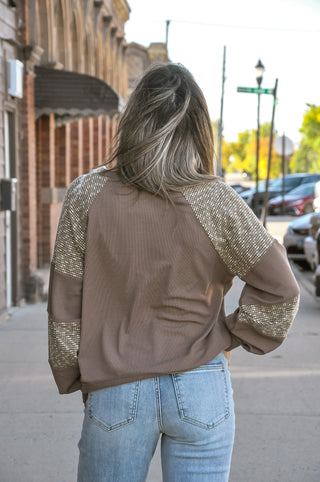 Fabric Blocked Terry Crew Neck Sweatshirt, view 5 | JQ Clothing Co.